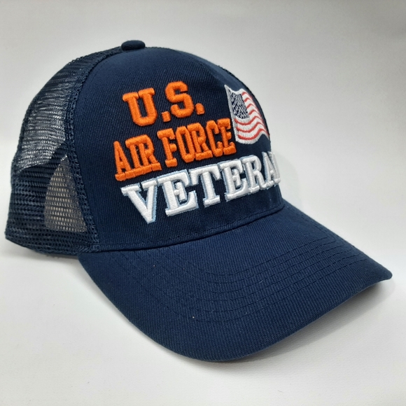 U.S. Air Force Veteran Mesh Snapback Hat Cap Embroidered Blue - Picture 3 of 4